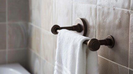 Elevate your bathroom decor with our bronze towel holder, adding a touch of luxury and elegance to your shower space.