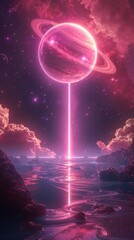 Cosmic Neon Siphon: Glowing Planetary Emblem Generative AI