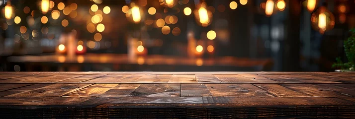 Fotobehang A wooden table with a candle on it © inspiretta