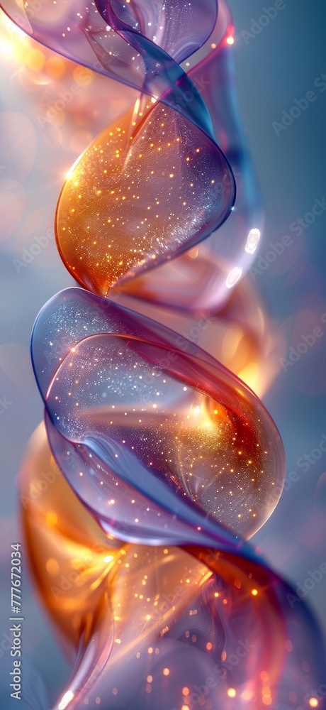 Poster wavy abstract curve in golden and sky blue tones generative ai