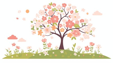 Serene Dogwood Blossom Illustration Generative AI