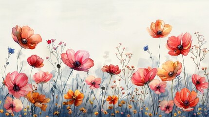 Watercolor painting of beautiful flowers