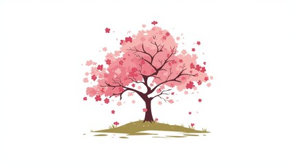 Affirmation Card with Minimal Redbud Tree Illustration Generative AI