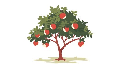 Minimalist Illustration of a Nectarine Tree with Smooth Fruit Generative AI