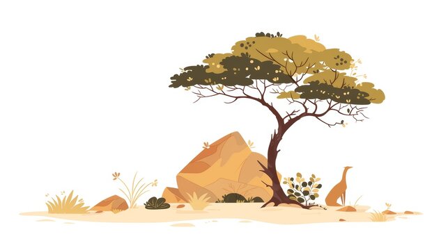 Serene Juniper Tree in Desert Landscape Generative AI