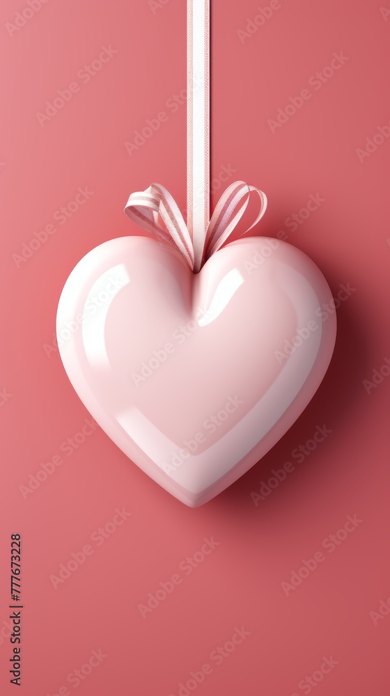 Poster soft minimalist heart design on muted pink background generative ai