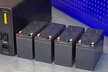 An electric rechargeable battery for installation in an uninterruptible power supply.