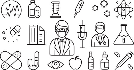 Various types of equipment of Medicine, check-up, doctor, dentistry, pharmacy, lab, scientific discovery, collection. - obrazy, fototapety, plakaty