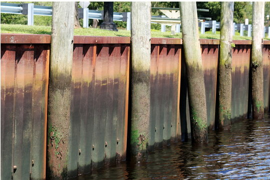 Metal Bulkhead that holds back tidal water