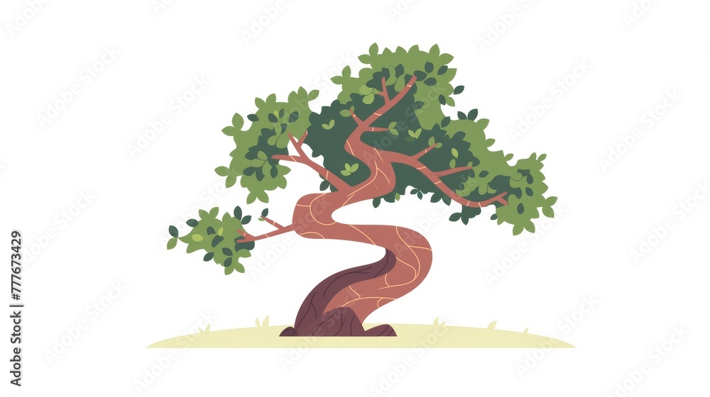 Poster artistic walnut tree affirmation with twisted trunk generative ai