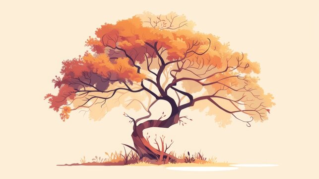 Minimalist Illustration of Koa Tree Grain Generative AI