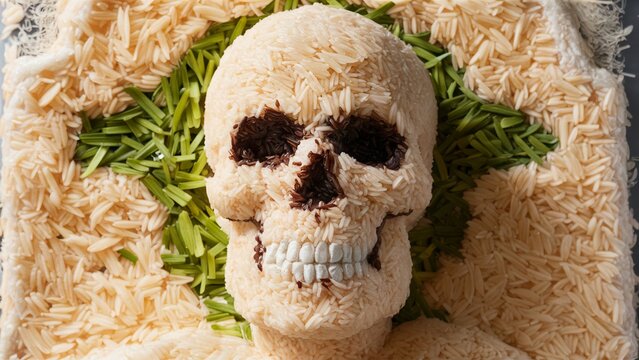 Generative Ai Unique Skeleton Head Made From Rice