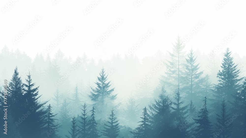 Poster serene hemlock tree in misty forest generative ai