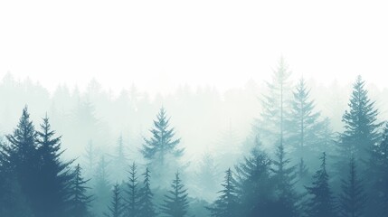 Serene Hemlock Tree in Misty Forest Generative AI