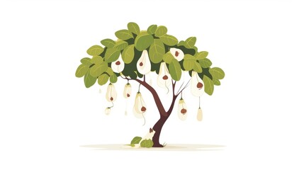 Elegant Catalpa Tree Seed Pod Illustration Generative AI