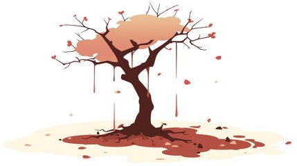 Minimalist Illustration of a Poisonous Upas Tree Generative AI - obrazy, fototapety, plakaty