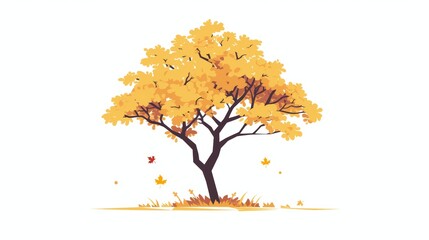 Autumnal Larch Tree Illustration Generative AI - obrazy, fototapety, plakaty