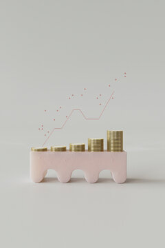 row of growing coins and a diagram