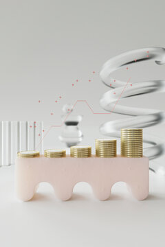 coins on a pink abstract element
