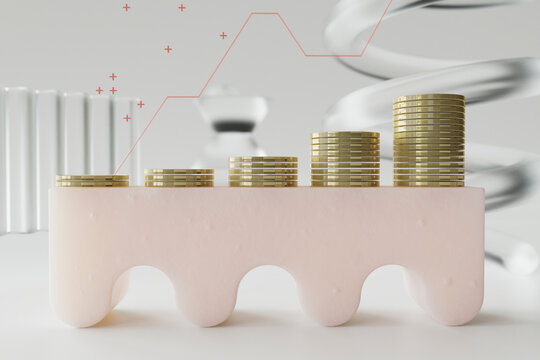 row of growing coins - Powered by Adobe