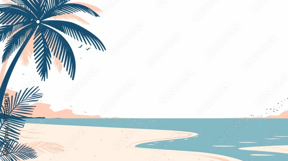 Poster serene seaside affirmation with minimalist palm tree generative ai