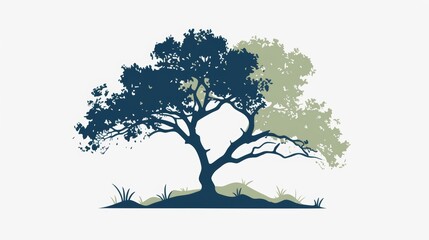 Obraz premium Minimalist Ironwood Tree Silhouette Illustration Generative AI