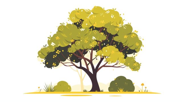 Serene Elm Tree Affirmation Illustration Generative AI