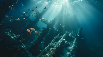 Depths Unseen: Underwater Exploration./n - obrazy, fototapety, plakaty