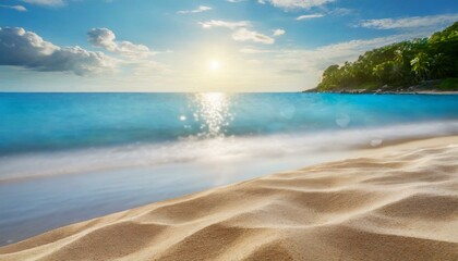 Coastal Calm: Abstract Beach Background with Blur Bokeh Light"