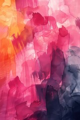 Vibrant Watercolor Brushstrokes in Peach and Pink Hues Generative AI