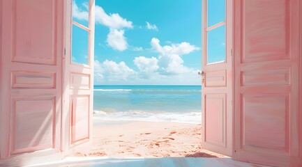 Summer holidays, view from the open door of the sea
