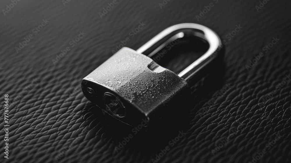 Poster modern padlock image, emphasizing its minimalist design and durable construction, evoking a sense of
