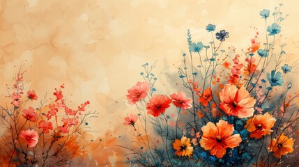 Obraz na płótnie Canvas Delicate Wildflower Bouquet in Warm Pastel Watercolors Generative AI
