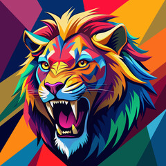 Obraz premium tiger, lion, vector, head, animal, tattoo, face, 