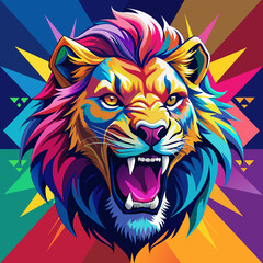 Obraz premium tiger, lion, vector, head, animal, tattoo, face, 