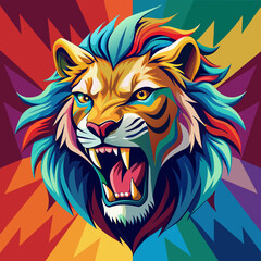 tiger, lion, vector, head, animal, tattoo, face, 
