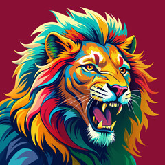 Obraz premium tiger, lion, vector, head, animal, tattoo, face, 