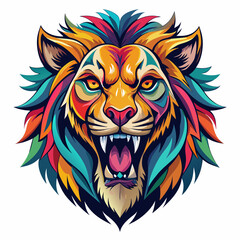 tiger, lion, vector, head, animal, tattoo, face, 