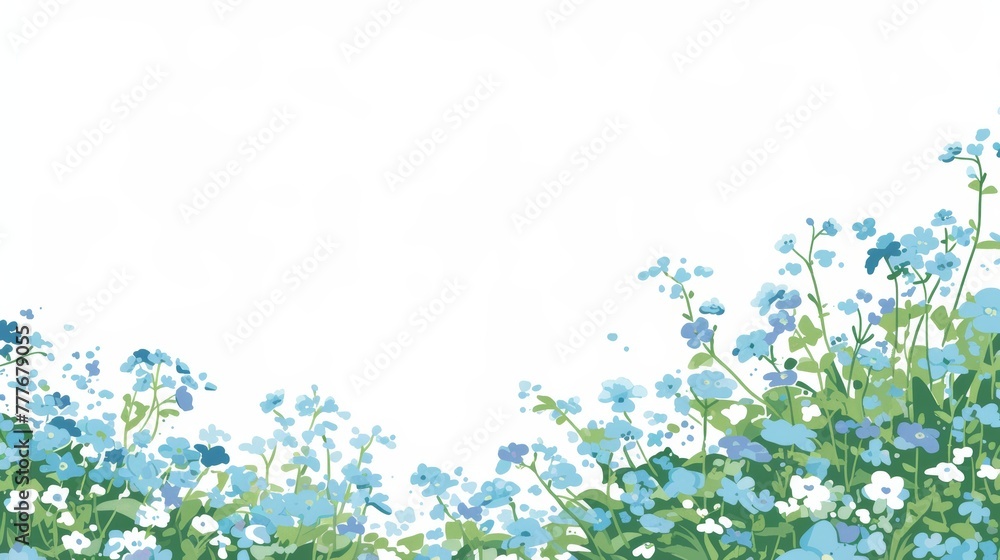 Poster affirmation card with field of forget-me-not flowers generative ai