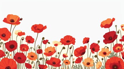 Obraz premium Aesthetic Affirmation Card - Field of Poppies Illustration Generative AI