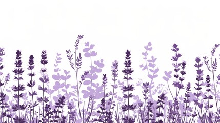 Serene Lavender Field Illustration with Minimal Aesthetic Generative AI