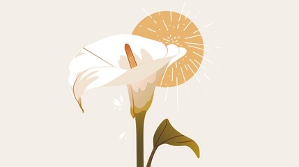Calla Lily Affirmation Card Aesthetic Minimal Illustration Generative AI