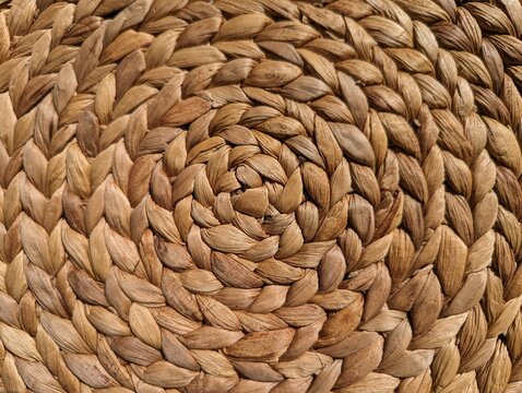 Closeup of a woven basket spiral