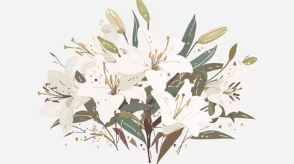 Affirmation Card with a Bouquet of Lilies - Aesthetic Illustration Generative AI