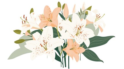 Aesthetic Affirmation Bouquet of Lilies Illustration Generative AI