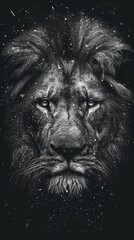 Grunge image of a lion on a dark background. - obrazy, fototapety, plakaty