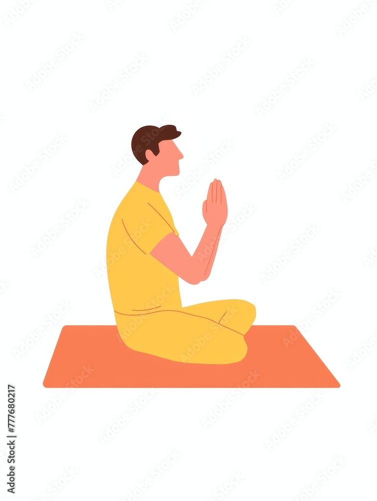 Poster Affirmation Card with Yoga Practitioner on Mat in Minimalist Setting Generative AI