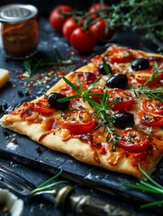 Glutenfree vegan pizza, soft backlight, macro shot, delicious alternative , high quality
