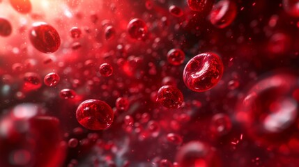 A close up of red cells that are floating in the vein. Medical background with red blood cells