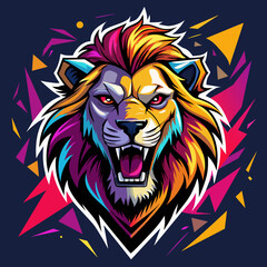 Obraz premium lion, head, tiger, animal, tattoo, vector, wild, cat, 
